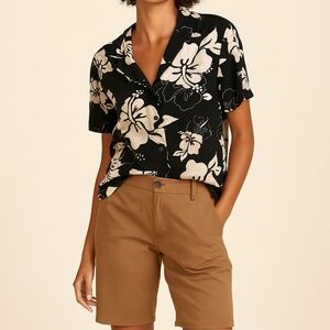 Cactus Boys Button Front Blouse Black/Tan Jr. Size 13/14 EUC